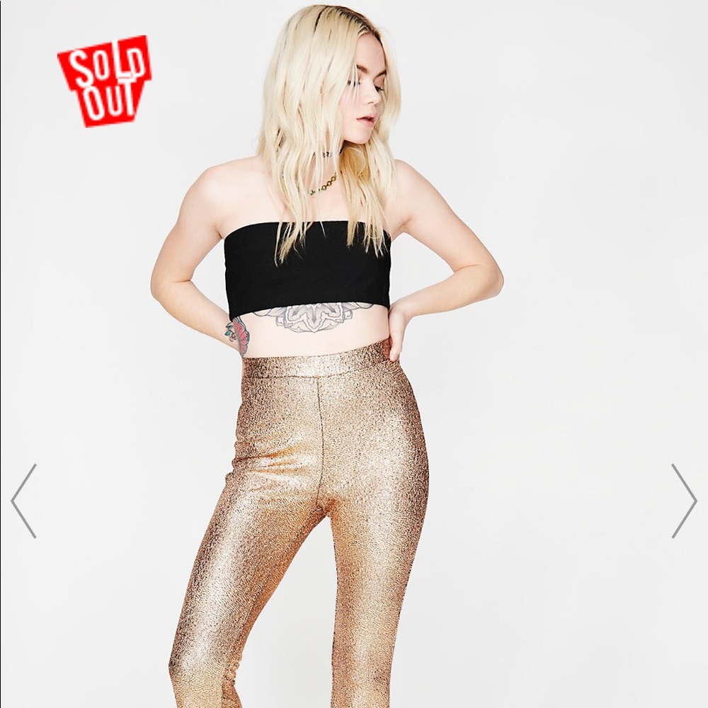 NWT DOLLS KILL Metallic bell bottoms